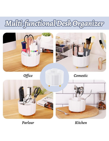 Soporte para Lápices Rotativo IVEETTY 6 Compartimentos Blanco