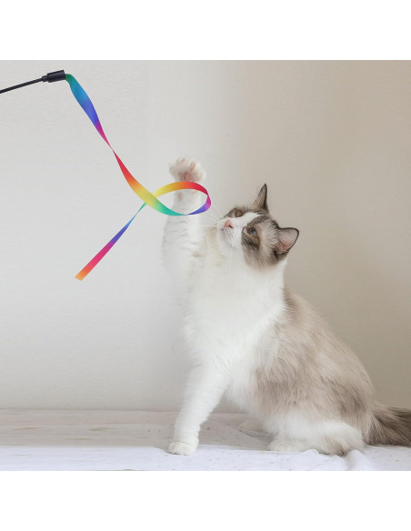 Varita Interactiva para Gatos Molain - 5 Juegos de Cinta Colorida Varita Interactiva para Gatos Molain - 5 Juegos de Cinta Colorida