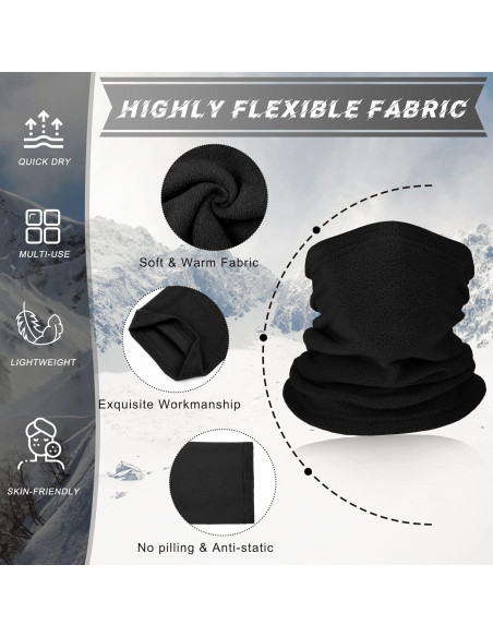 Calentador de Cuello de Forro Polar Niños 2 Pcs Negro Gris Calentador de Cuello de Forro Polar Niños 2 Pcs Negro Gris