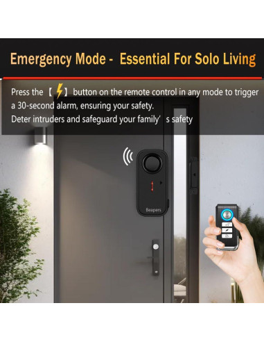 Alarma de Puerta/Ventana Beapers IP66 113dB con Control Remoto
