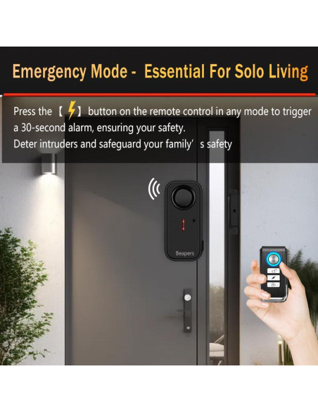 Alarma de Puerta/Ventana Beapers IP66 113dB con Control Remoto Alarma de Puerta/Ventana Beapers IP66 113dB con Control Remoto