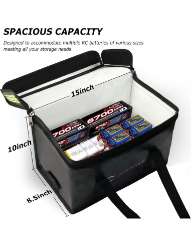 Bolsa Ignífuga para Baterías Lipo ROLOWAY 38.1x21.6x25.4cm