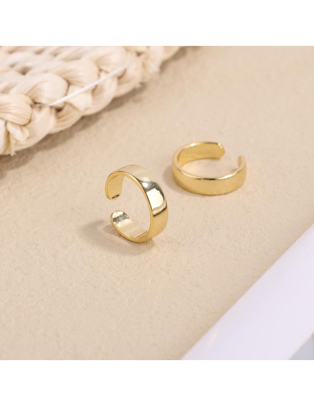 Anillos de Dedo Abiertos Ajustables Mikovivi - 2 Piezas Oro Anillos de Dedo Abiertos Ajustables Mikovivi - 2 Piezas Oro