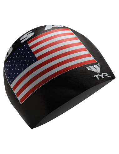 Gorro de látex TYR para natación unisex - Negro