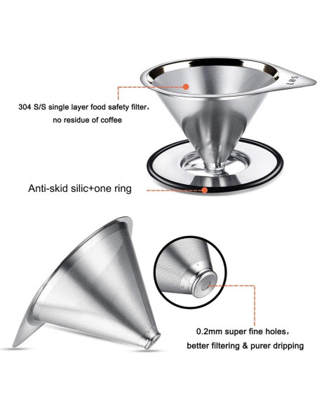 Goteador de Café LHS Acero Inoxidable 1-2 Tazas Reutilizable Goteador de Café LHS Acero Inoxidable 1-2 Tazas Reutilizable
