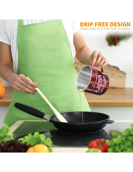 Contenedor de grasa de tocino QMET 1.3L con colador acero Contenedor de grasa de tocino QMET 1.3L con colador acero