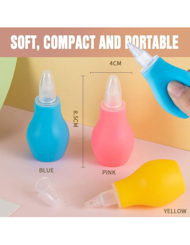 Aspirador Nasal Manual para Bebé Sunneo Amarillo - Silicona Segura