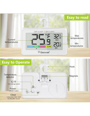 Termómetro Digital Geevon para Refrigerador IP65 Pantalla LCD