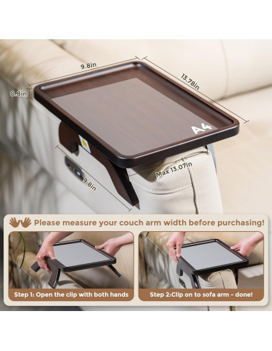 Mesa de Reposabrazos de Sofá TOMLYOP de Bambú Plegable 35x25cm