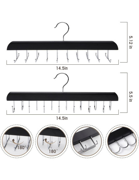 Soporte de Corbatas y Cinturones Sywxary 2 Piezas, 20 Ganchos Soporte de Corbatas y Cinturones Sywxary 2 Piezas, 20 Ganchos