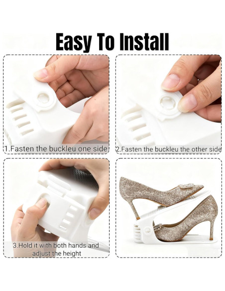 Organizador de Zapatos Noamus 24 Paquetes Ajustable Blanco Organizador de Zapatos Noamus 24 Paquetes Ajustable Blanco