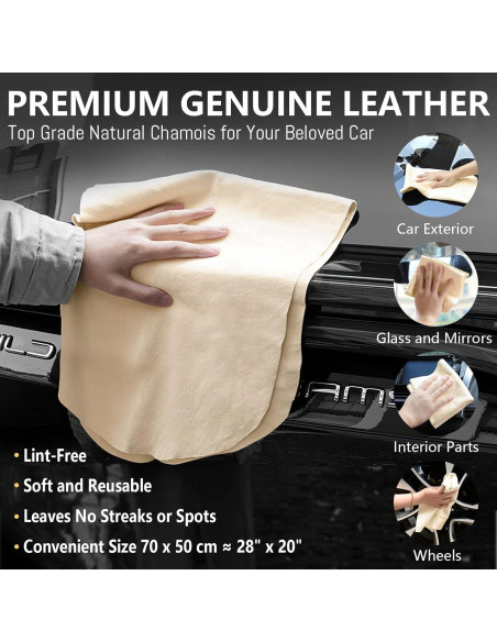 Paño Chamois Airlab 20" x 27.5" Cuero Natural Absorbente Paño Chamois Airlab 20" x 27.5" Cuero Natural Absorbente