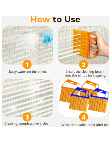 Limpiador de Persianas Qilxziy 4 Pcs Microfibra Lavable