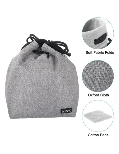 Funda de Lente Suave PATIKIL 15x10 cm Gris con Cuerda