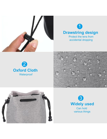 Funda de Lente Suave PATIKIL 15x10 cm Gris con Cuerda Funda de Lente Suave PATIKIL 15x10 cm Gris con Cuerda