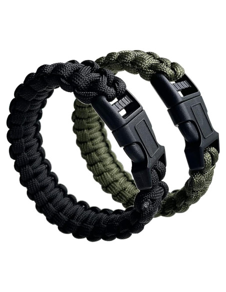 Pack de 2 Pulseras de Paracord Tácticas 22cm para Supervivencia