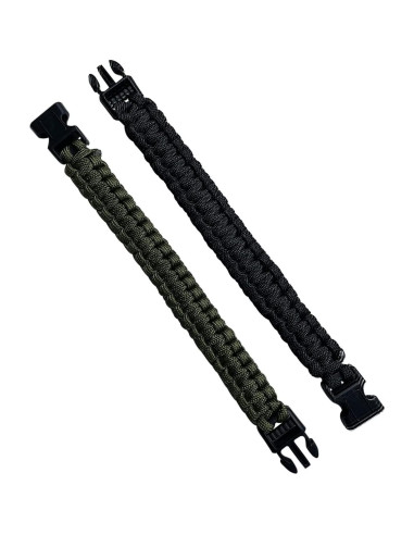 Pack de 2 Pulseras de Paracord Tácticas 22cm para Supervivencia