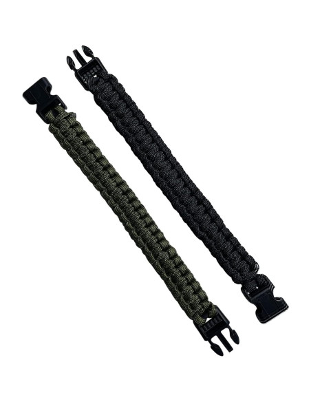 Pack de 2 Pulseras de Paracord Tácticas 22cm para Supervivencia