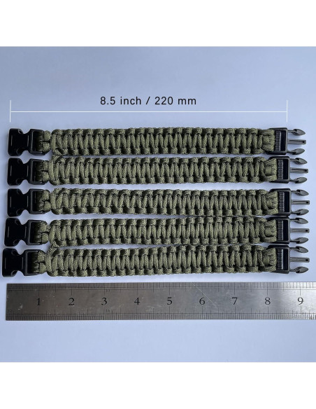 Pack de 2 Pulseras de Paracord Tácticas 22cm para Supervivencia