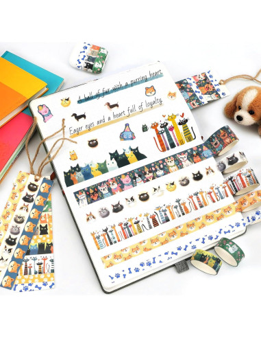 Juego de Washi Tape Kovano 14 Rollos Animales Kawaii