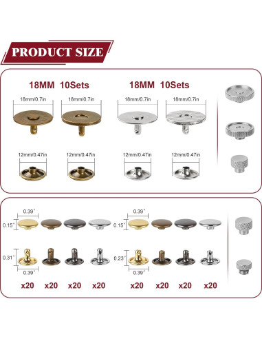 Conjunto de Remaches y Botones Magnéticos Y-zuisoumt 180 Pzas