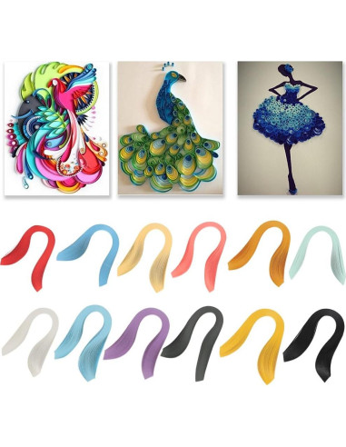 Set de 600 Tiras de Papel Quilling Hilitand 3x39cm Colores Vivos