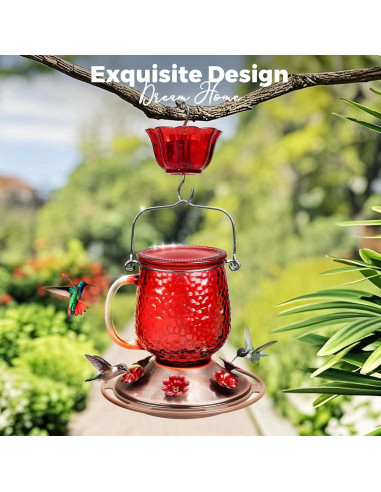 Alimentador de Colibrí de Vidrio Kingsyard 0.45L con 6 Puertos
