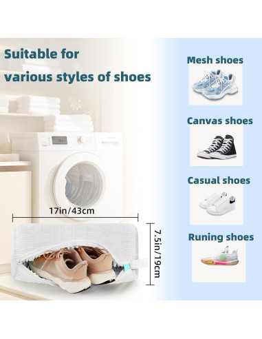 Bolsa de Lavadora de Zapatos 2Pcs Microfibra Blanco
