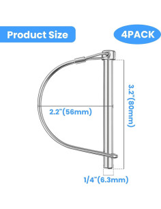 Juego de 4 Pasadores de Acoplamiento Quadafy 6.3mm x 80mm 2