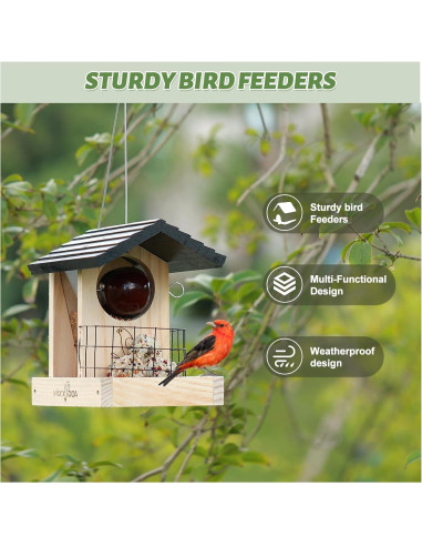 Comedero de Aves MIXXIDEA de Madera para Barandilla 1.47kg