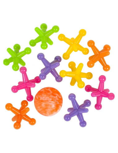 Juego de Jacks Grande Neon ArtCreativity - 3 Juegos con 10 Jacks y 1 Pelota