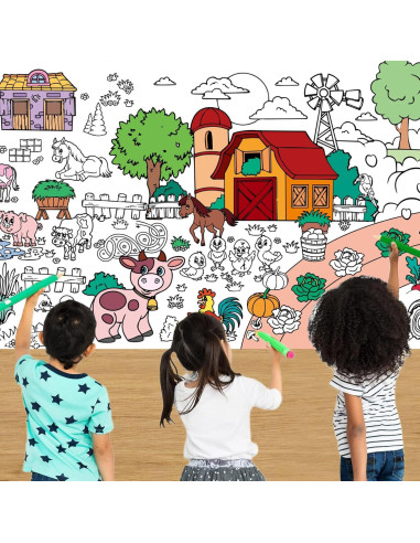 Póster Gigante para Colorear Eoopoon Granja 182.88 x 78.74 cm