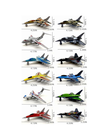 Juego de 12 Aviones de Combate Mini MDE Toys - Deslizantes