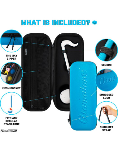 Otamatone Regular Negro + Funda Azul - Sintetizador Musical Portátil