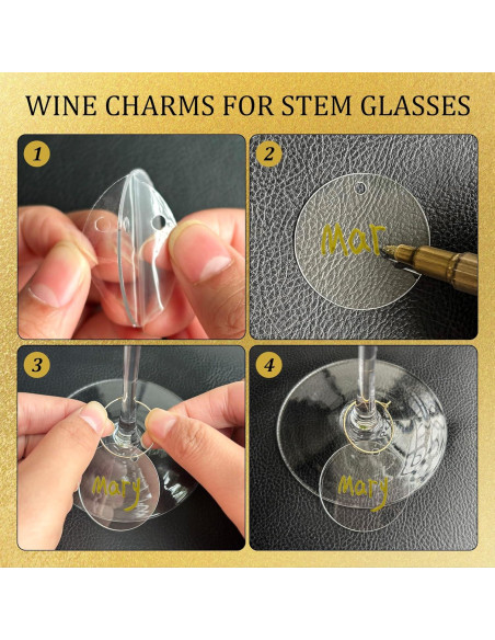 50 Encantos para Copas de Vino Philbinden - Marcadores Acrílicos Personalizables 50 Encantos para Copas de Vino Philbinden - Marcadores Acrílicos Personalizables