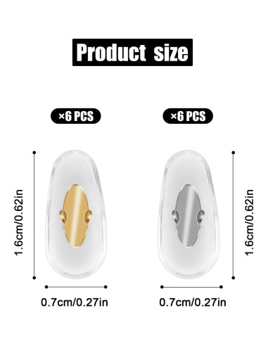 6 Pares Almohadillas Nasales Repuesto Ray Ban Clip-on Oro Plata