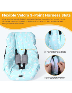 Funda de Asiento de Coche para Bebé Orzbow Algodón Azul 2