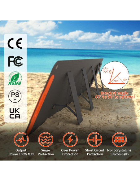 Panel Solar Plegable 200W LMENGER Silicio Monocristalino Panel Solar Plegable 200W LMENGER Silicio Monocristalino