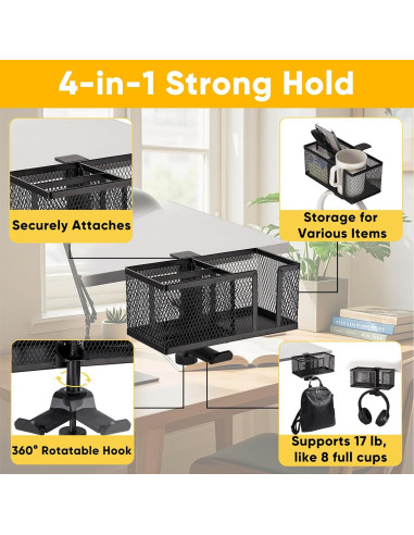 Soporte para Taza Clip On 4 en 1 OrgaFocus - Metal Negro