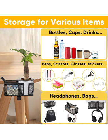 Soporte para Taza Clip On 4 en 1 OrgaFocus - Metal Negro