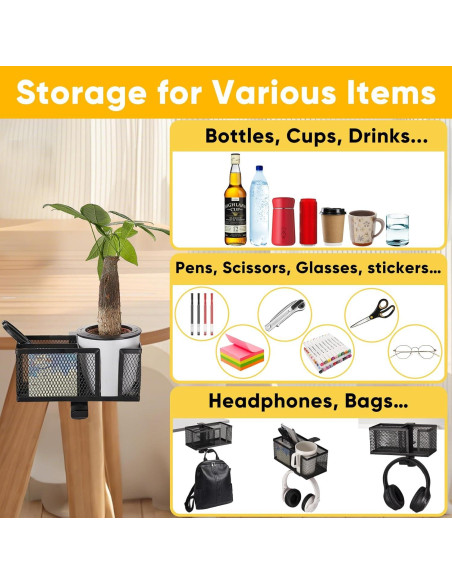 Soporte para Taza Clip On 4 en 1 OrgaFocus - Metal Negro Soporte para Taza Clip On 4 en 1 OrgaFocus - Metal Negro