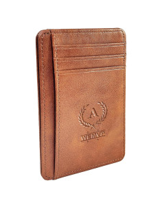 Tarjetero Personalizado WEMVP - Cuero Floral 3D RFID Marrón