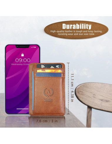 Tarjetero Personalizado WEMVP - Cuero Floral 3D RFID Marrón