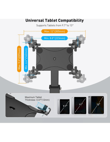 Soporte de Mesa Ajustable AboveTEK para iPad 9.7"-13"