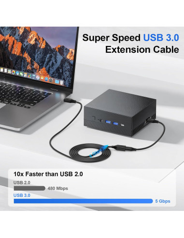 Cable Extensor USB A a USB A 3m NINIBER Alta Velocidad