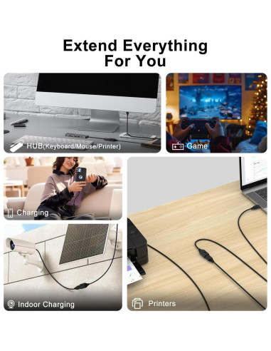 Cable Extensor USB A a USB A 3m NINIBER Alta Velocidad