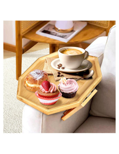 Bandeja de brazo para sofá ZJYOUZHU de bambú plegable 31.2x22.9cm