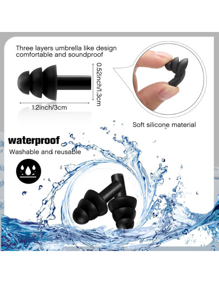 Tapones de Silicona Reutilizables TrelaCo 200 Pares Negros Tapones de Silicona Reutilizables TrelaCo 200 Pares Negros