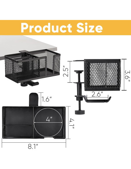 Soporte para Taza Clip On 4 en 1 OrgaFocus - Metal Negro Soporte para Taza Clip On 4 en 1 OrgaFocus - Metal Negro