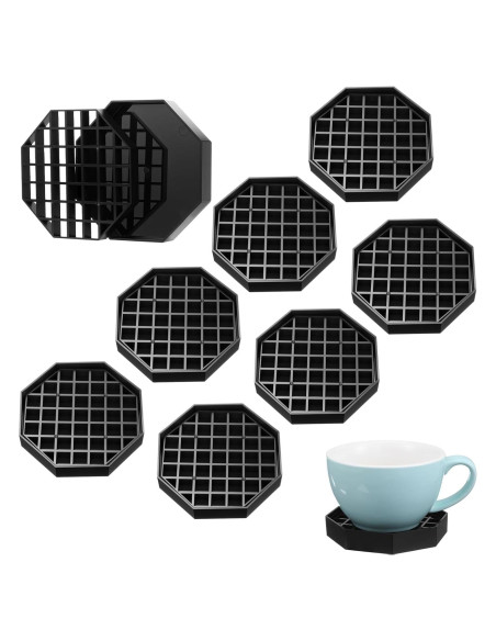 8 Bandejas de Goteo Octagonales MBAIYO 10.4cm Plástico Negro 8 Bandejas de Goteo Octagonales MBAIYO 10.4cm Plástico Negro